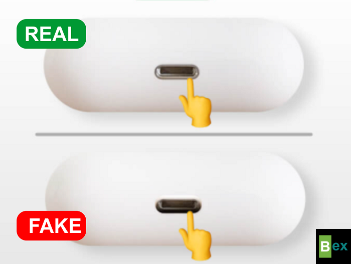 fake vs real airpod lighting port