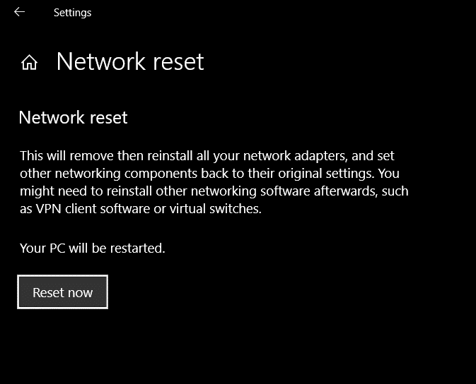 reset network to fix steam 0 bytes updates